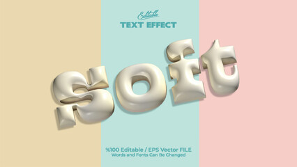Soft 3D Text Effect Editable Vector Design with Cream and Blue Background for Modern Typography and Graphic Projects