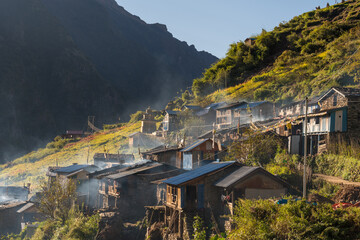 Morning Mist Rises Over Mountain