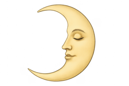 Sleeping crescent moon face vintage illustration - Powered by Adobe