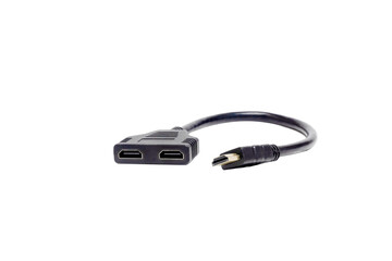 Black HDMI Splitter Cable Dual Output Connector Isolated