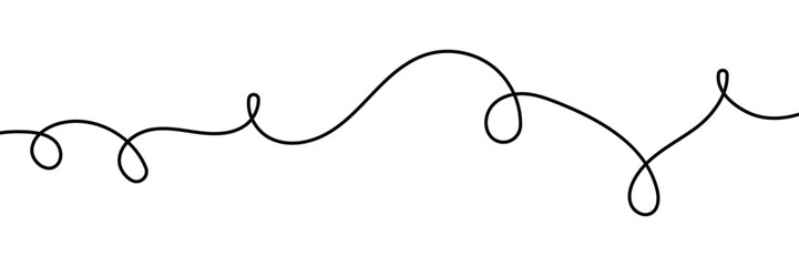 Line Squiggle Vector Decoration Element — Doodle, Curved Divider, Hand-Drawn Ornament Design