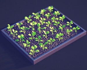 A colorful garden bed brimming with youthful green plants.
