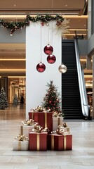 Ideal setting for holiday marketing campaigns in a stylish shopping center.