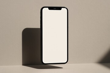 Smartphone mockup floating with blank screen and shadow
