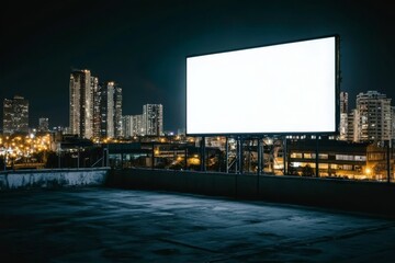 A desolate rooftop billboard at night highlighting urban advertising opportunities.
