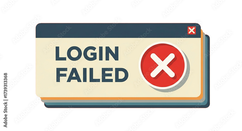 Wall mural A computer-generated graphic showing a failed login attempt, with a red 