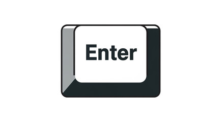 A close-up illustration of a computer keyboard's "Enter" key, isolated on white.