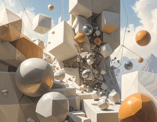 A chaotic cascade of geometric shapes and forms