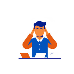 Stressed businessman overwhelmed by work and flying papers