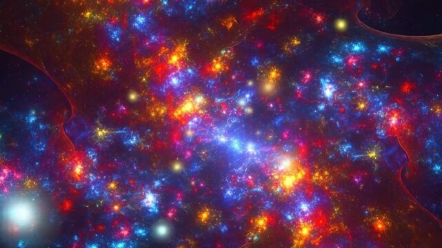 Colorful cosmic nebulas with radiant clusters