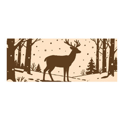 Deer in the snowy forest. 