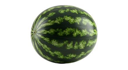 Fresh Whole Watermelon with Vibrant Green Rind on Dark Background