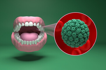 Human papillomavirus (HPV) - isometric view 3d illustration