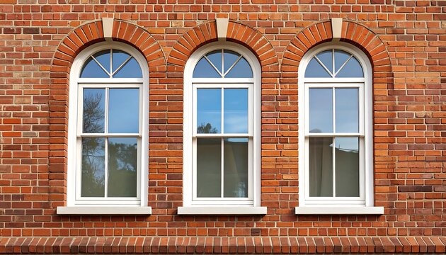 Brick wall with three windows