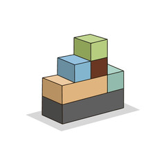 Obraz premium Illustration of a colorful block structure isolated on white background, representing growth