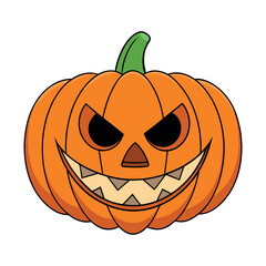 Halloween pumpkin with scary face outline