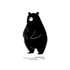 Grizzly Bear. Grizzly Bear simple black and white line art vector logo