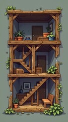 Wooden Architecture Art Exhibition Scene