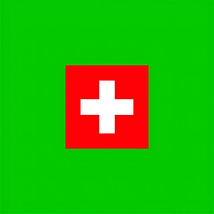 Obraz premium The National Flag of Switzerland, Square Design with a Green Background and a Red and White Cross