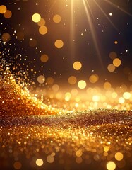 Glittering gold dust, light and bokeh