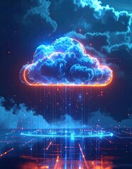 Abstract cloud emitting blue light streams