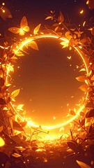 Luminous circle amid foliage