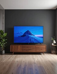Minimalist living room with TV display