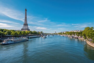 Fototapeta premium photo of the eiffel tower with copy space