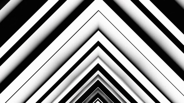 Black and white chevron arrow tunnel lines abstract background