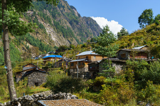 Mountain village in Manang district, Annapurna, Nepal
