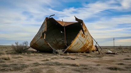 Wreckage of an Old Soviet Space Capsule Rusting in the Desert. - Powered by Adobe