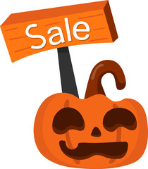 Pumpkin with Halloween Sale Sign, halloween day