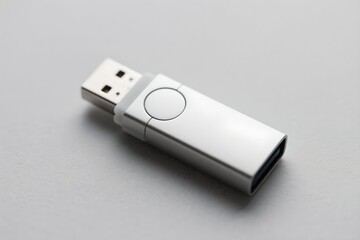 Sleek Silver USB Flash Drive Data Storage Device Technology Concept