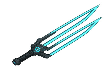 Fototapeta premium Futuristic energy sword glowing with blue light