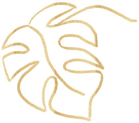 Golden Tropical Leaf Monstera Illustration