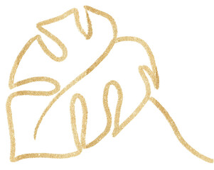 Golden Tropical Leaf Monstera Illustration