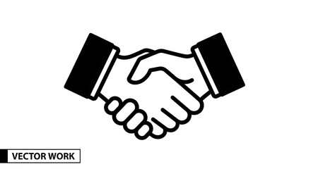 Black and white handshake icon symbolizing agreement and partnership