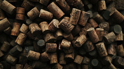 Corks from wine bottles, a large collection, textured and light, real objects, simple pile