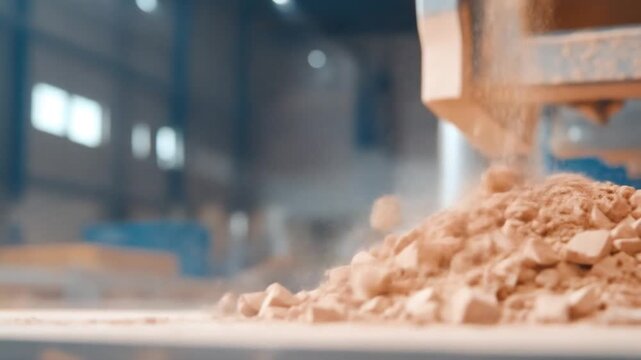 Process of crushing material with industrial equipment