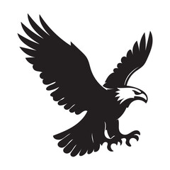 Flying Eagle Silhouette – Bold Black and White Vector Symbol of Freedom and Strength