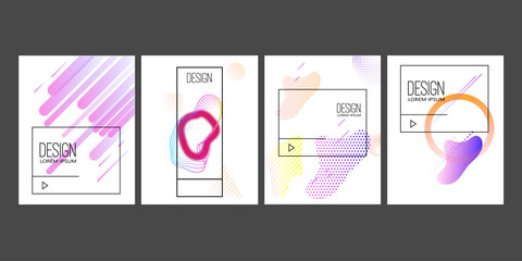 Set of modern design templates in minimalist liquid style. Creative covers for flyer, poster, advertising, promo. Vector illustration