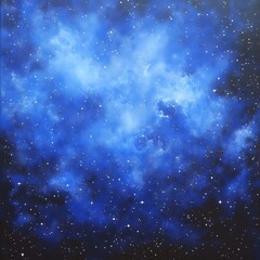 Obraz premium Stunning Blue Nebula Watercolor Painting Space Galaxy Stars Night Sky