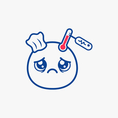 The flat design concept for the sad and tired expression cartoon character.