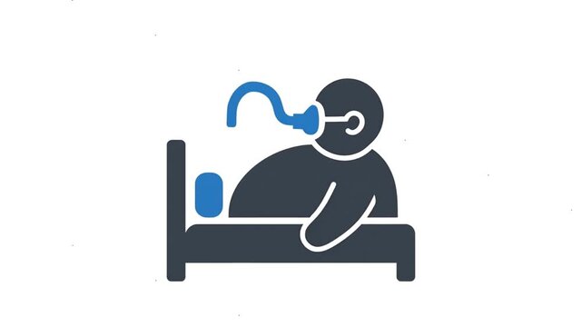 Overweight Patient with Breathing Machine in Bed