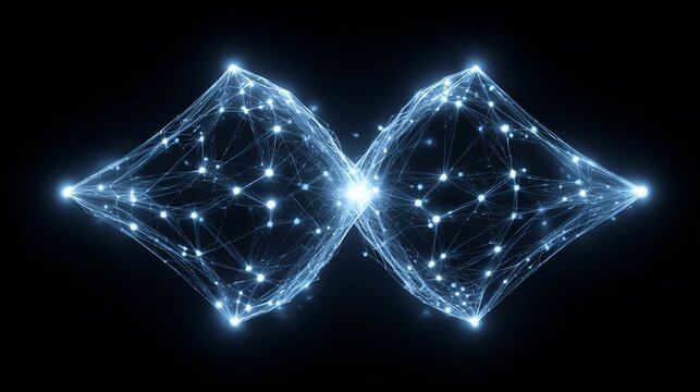 Dynamic glowing digital network connection pulsing with vibrant energy, representing global data flow and futuristic innovation in a dark abstract space