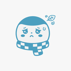 The flat design concept for the sad and tired expression cartoon character.