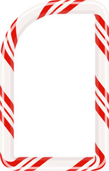 Fototapeta premium Holiday candy cane frame design, xmas striped border isolated vector template. PNG