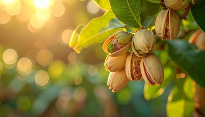 Pistachio Harvest Season in Warm Sunlight