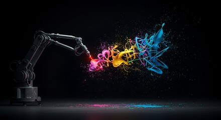 AI Generative Sculpting - Robotic Arm Artistry AI-Generated for Tech Demos, Creative Ads