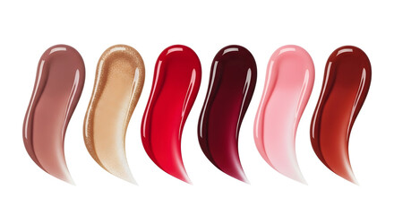 Luscious Lip Gloss Swatches Showcase Beauty Range, Perfect for Makeup Tutorials and Cosmetic Ads, Featuring Vibrant Colors and Smooth Textures on Clean Backdrop, Modern